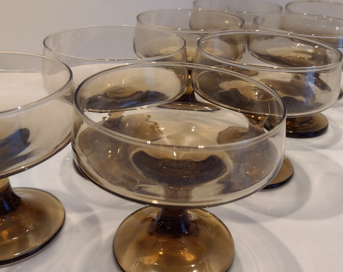 Mid Century Libbey Barware Tawny Brown Accent Low Sherbet / Etsy