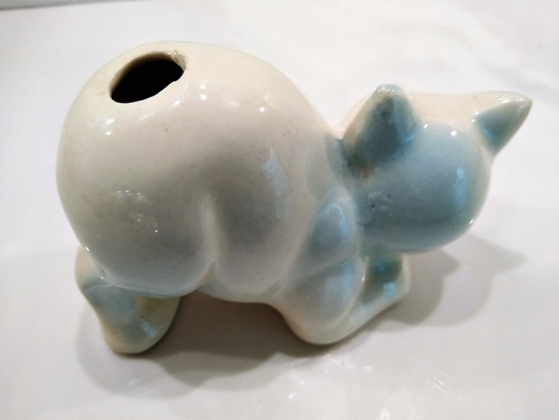 Antique Blue Cat Figurine Perfume Diffusers. Sometimes listed as Antique Toothbrush or toothpick Holder, however it was likely originally made as perfume diffusers