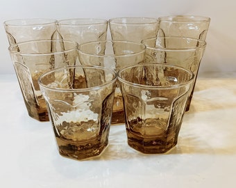 Light Brown Barware, Textured Dusky Brown glass Highball, Double Old Fashioned, and Old Fashioned Cocktail Glasses