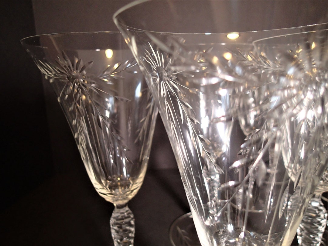 Seneca Glass Cut Crystal Vintage Stemware Water Goblets Etsy