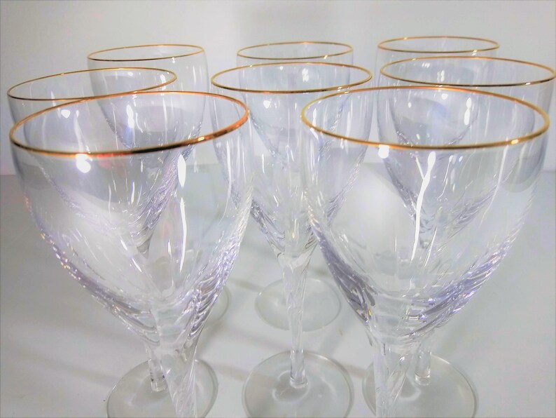 Vintage Lenox Crystal Water Goblets Stemware Encore Gold Set Etsy