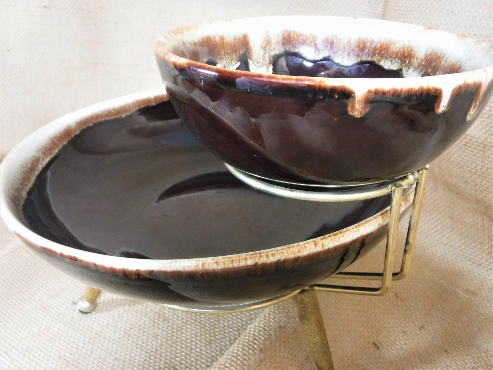 Pfaltzgraff Gourmet Brown Chip and Dip Set With Mid Century Etsy