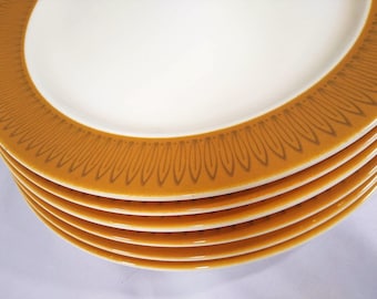 Homer Laughlin Morocco Chop Plate 12 1/4"  Pumpkin Caramel Band Mid Century Serving Plate