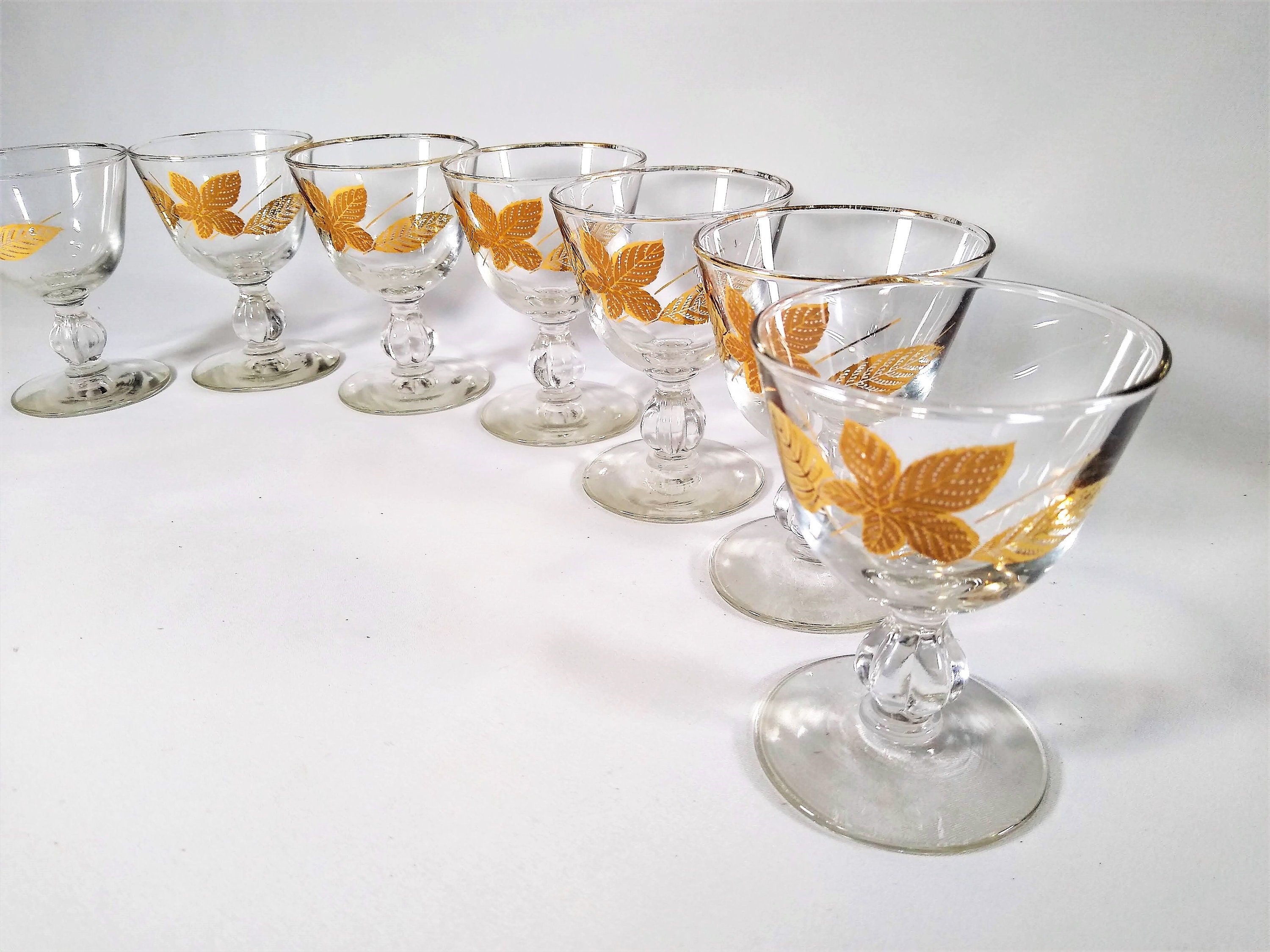 Drink & Barware Set of 2 Vintage Libbey Gold Leaf Cocktail Glasses