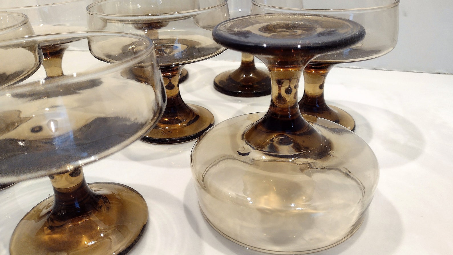 Mid Century Libbey Barware Tawny Brown Accent Low Sherbet / Etsy