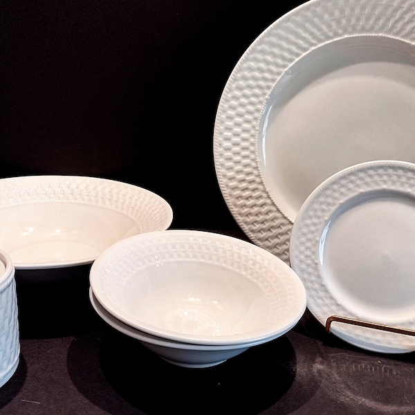 Vintage Oneida White Wicker Dinnerware place settings, and sets sold separately