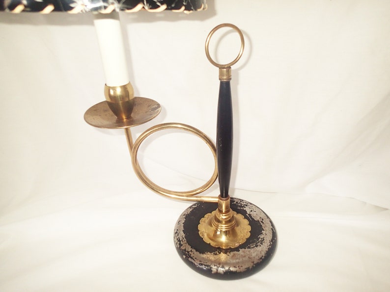 Brass Bugle Hunting Horn Lamp Original Plastic Laced Shade Etsy