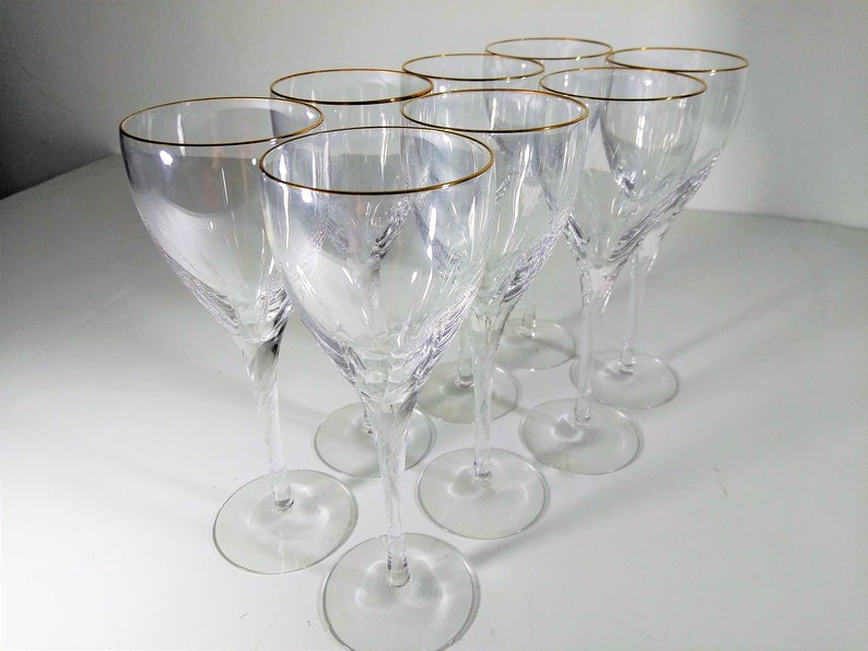 Vintage Lenox Crystal Water Goblets Stemware Encore Gold Set Etsy