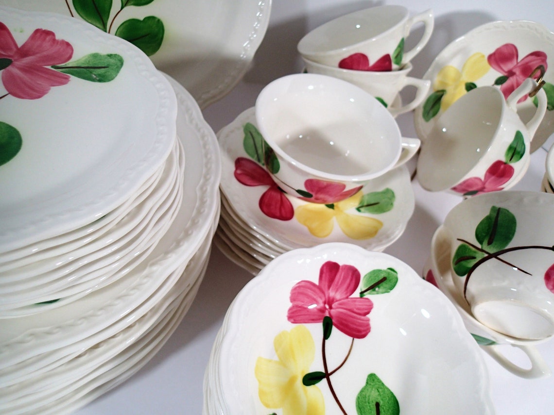 Stetson Hand Painted Heritage Dinnerware Set Yellow and Pink Etsy