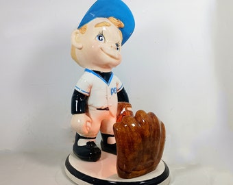 Vintage 1970s Pets Baseball Boy Night Light Smiley Ceramic Lamp