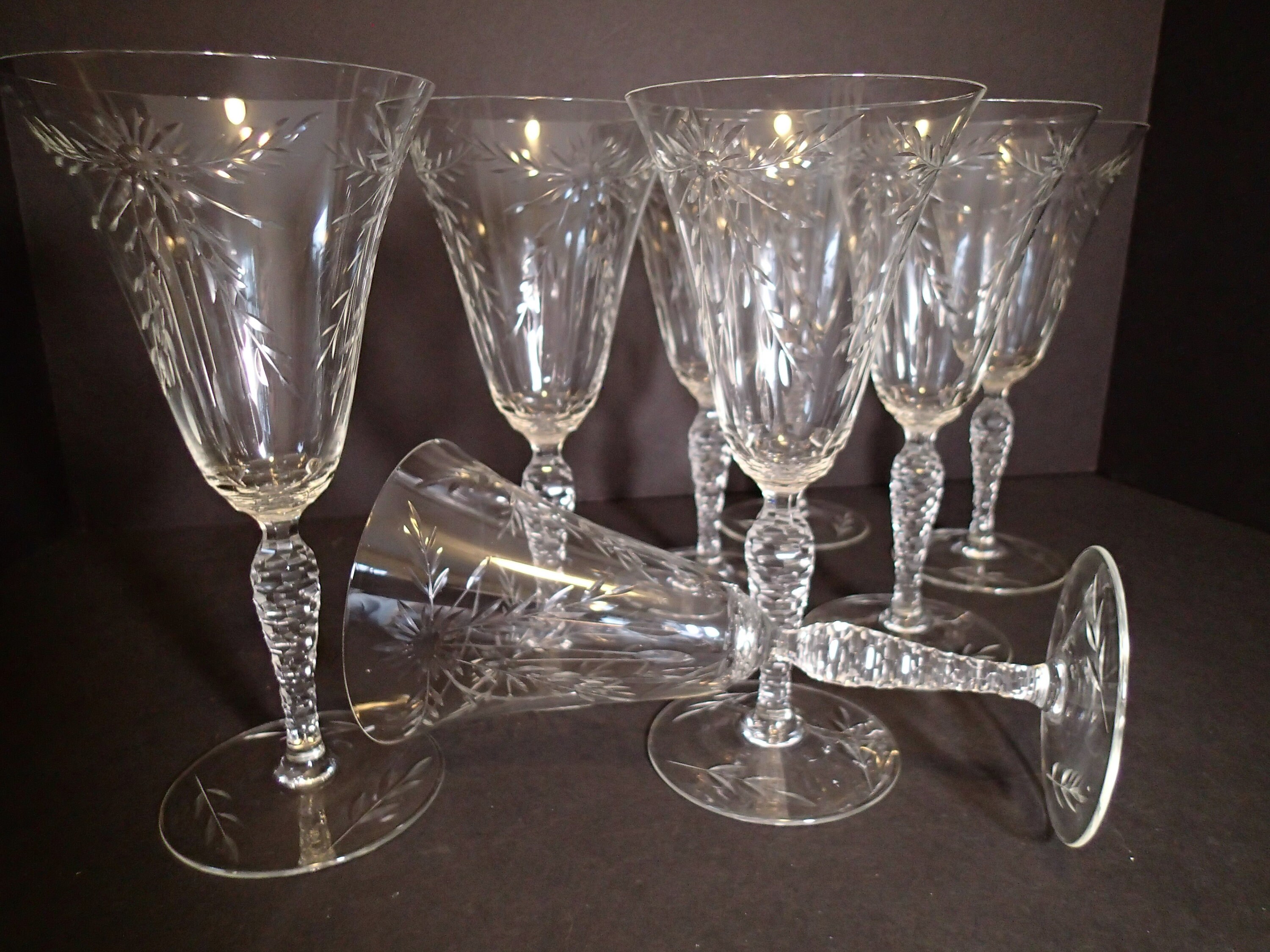 Seneca Glass Cut Crystal Vintage Stemware Water goblets Etsy