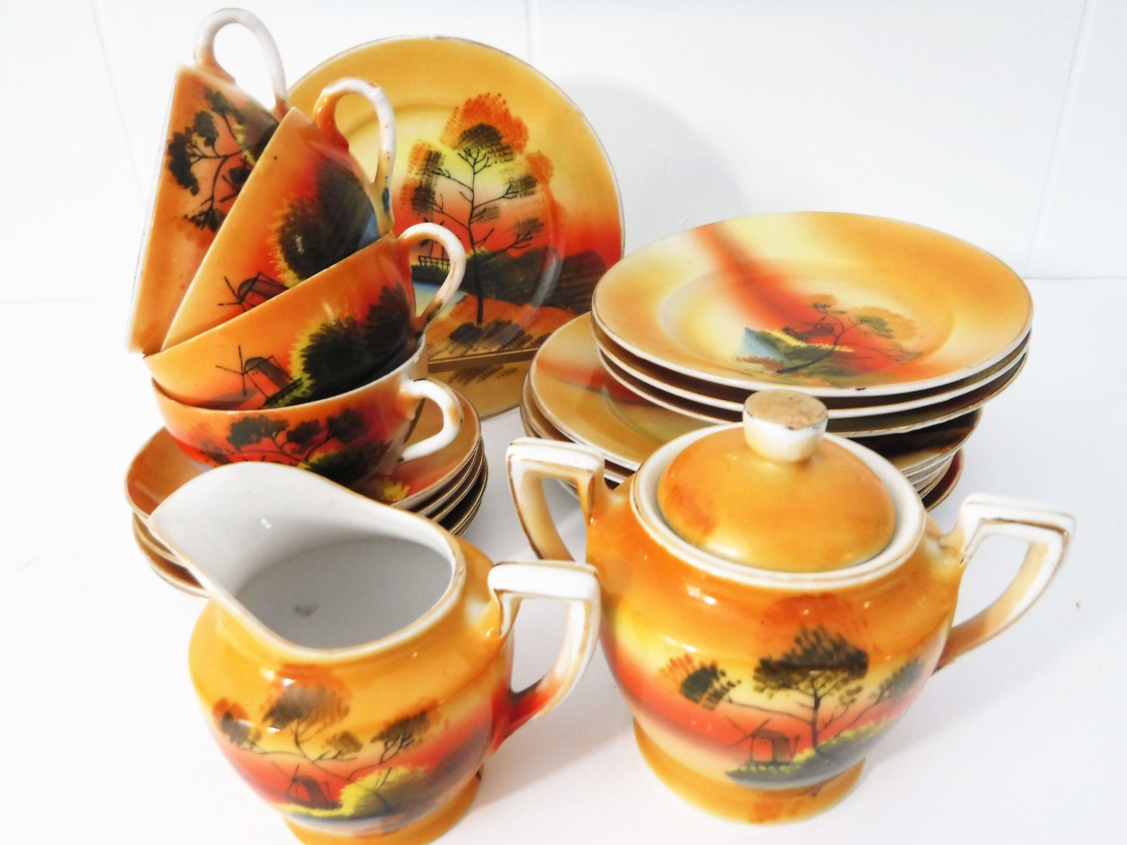 Japanese China Tea Set Child's Play Tea Set Hand Painted Etsy