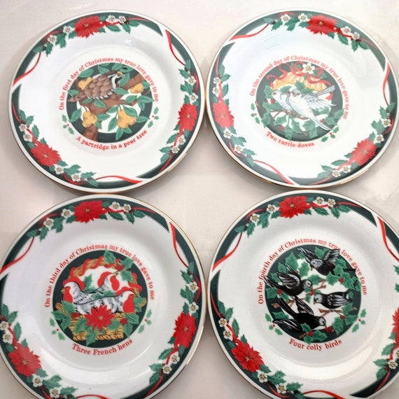Vintage Teinshun Deck the Halls Twelve Days of Christmas Accent Salad Plates All 12 Plates in This Set. Etsy