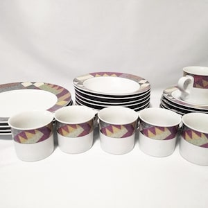 Studio Nova Palm Desert Cups, Saucers, and Pitcher Southwestern Geometric Nancy Green