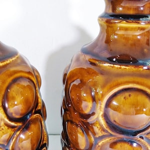 Large Mid Century Brutalist Ceramic Brown Drip Glaze Table lamp, SOLD SEPARATELY 2 Available, look of Felipe Derflingher imprisoned glass