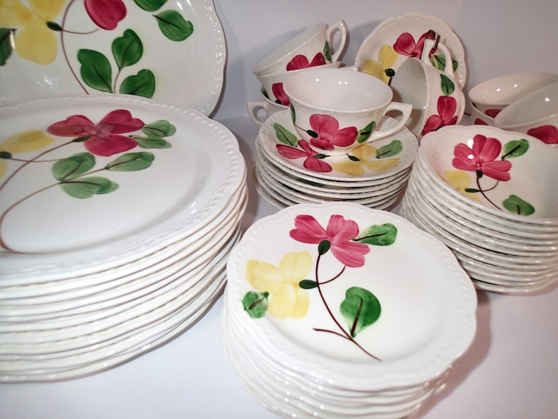 Stetson Hand Painted Heritage Dinnerware Set Yellow and Pink Etsy