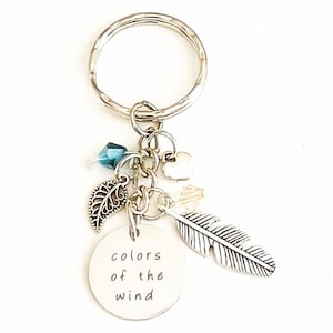 Personalized Colors of the Wind Pocahontas Inspired Silver Disney Keychain Custom Gift | Merchandise for Women