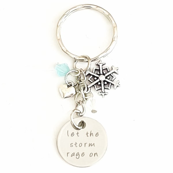 Personnalisé Frozen Elsa Inspired Silver Disney Charm Keychain Let the Storm Rage On Gift of Love and Strength | Marchandise pour femmes