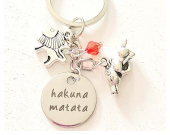 Hakuna Matata Key Chain Hand Stamped Keychain Lion King Inspired