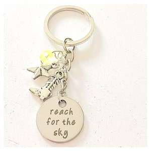 Personalized Toy Story Woody Inspired Disney Silver Charm Keychain Reach for the Sky Gift of Love and Encouragement