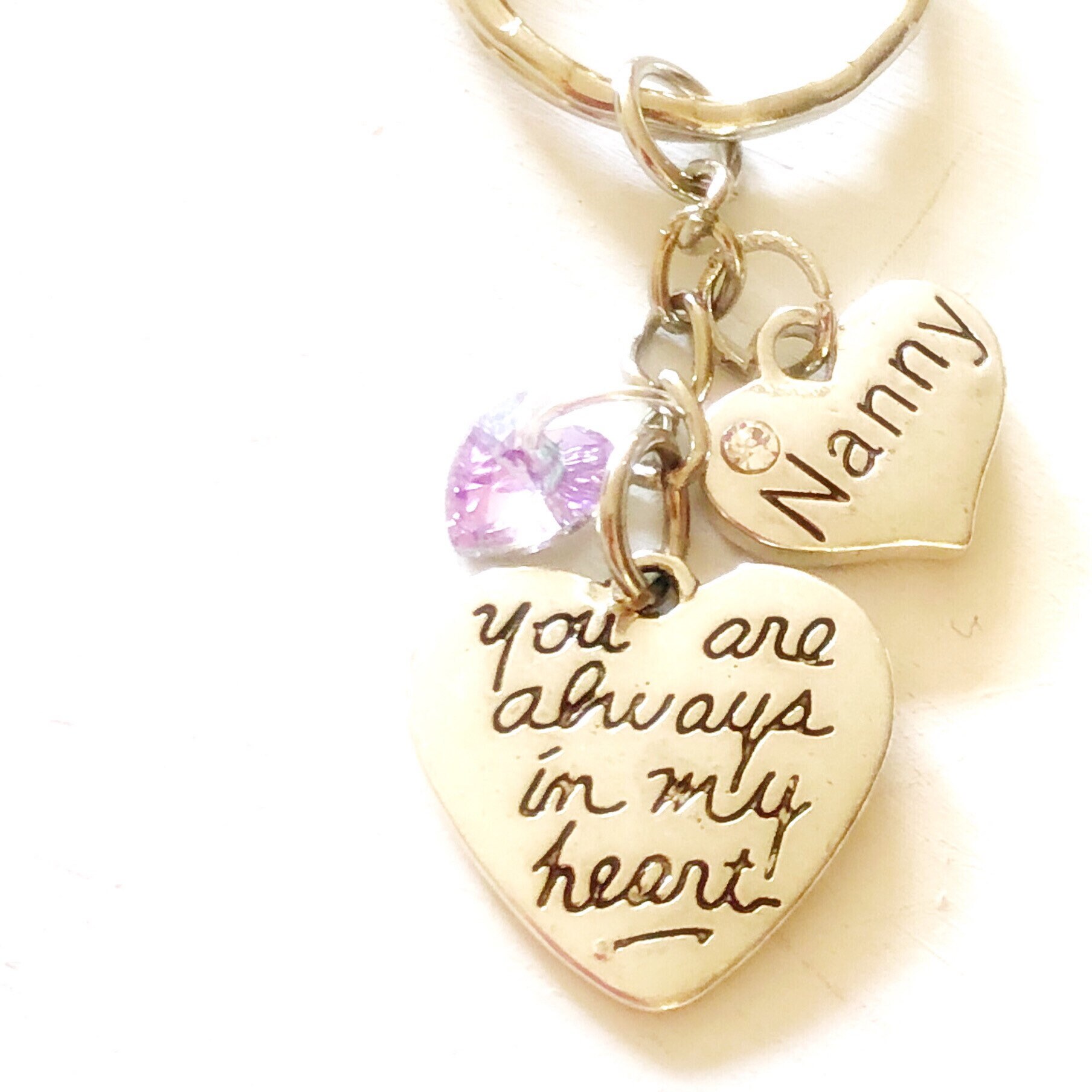 Key Rings Nanny Personalized Nanny Silver Charm Keychain You Are Always in My Heart ...