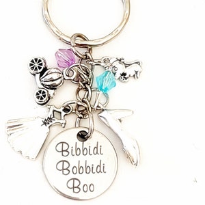 Personalized Bibbidi Bobbidi Boo Cinderella Fairy Godmother Silver Disney Princess Charm Keychain Custom Gift Merchandise for Women image 2