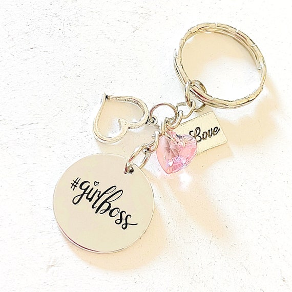Personalized Girl Boss Silver Purse Charm/Keychain Gift for
