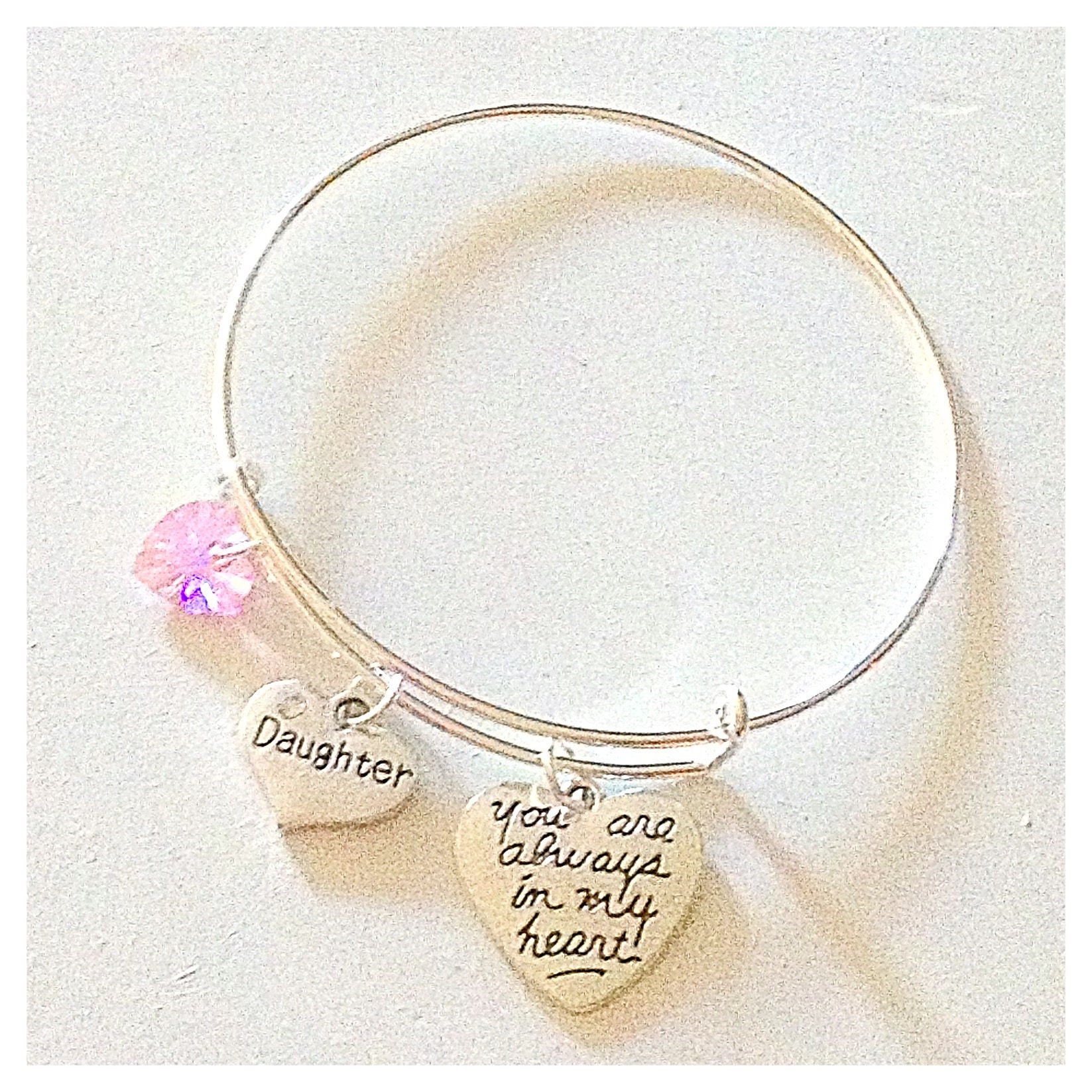 Daughter Silver Bangle Charm Bracelet You Are Always in My Etsy