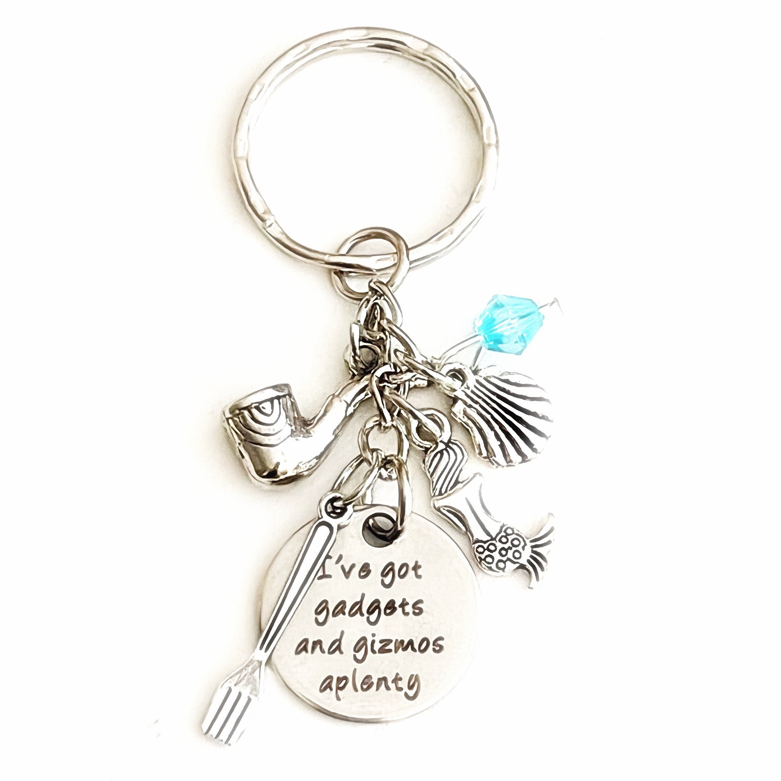 Personalized I've Got Gadgets and Gizmos Aplenty Accessories Ariel the  Little Mermaid Silver Charm Keychain Custom Gift of Love Merchandise 