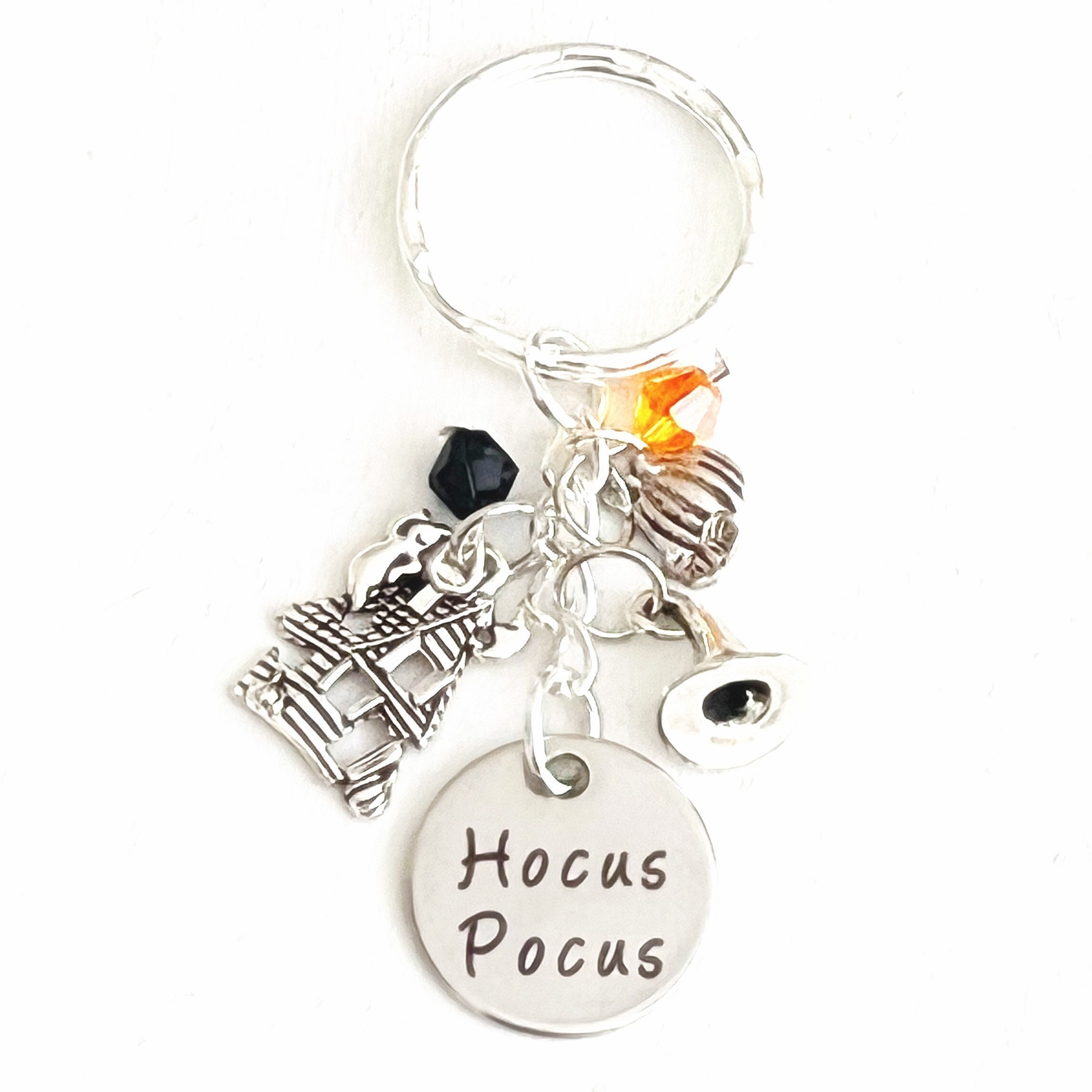 Personalized Hocus Pocus Silver Halloween Charm Keychain Gift and Party  Favor Haunted House Accessories