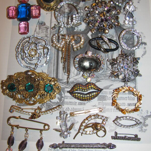 Vintage Destash strass bijoux Lot réaffecter objet artisanal