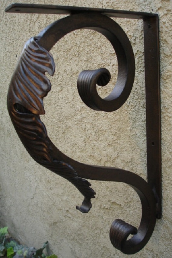 Heavy Duty 11d X 19l Decorative Leaf Wrought Iron Angle Etsy