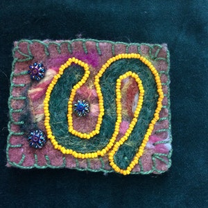 Sssss felted wool pin brooch