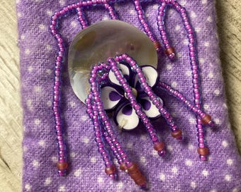 Flannel fun beaded pin brooch