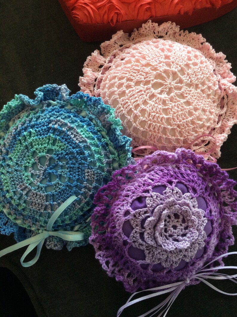 Hand crocheted sachets with essential oils image 1