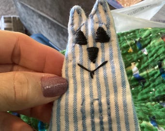 Whimsical cat pin brooch