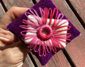 Double layer velvet flower pin brooch