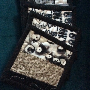 Scrappy, artsy set of 4 fabric coasters mugrugs