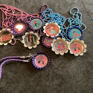 Bottle cap necklaces for color guard