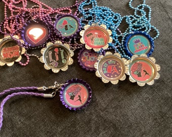 Bottle cap necklaces for color guard