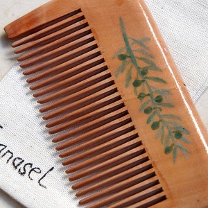 Palestinian art hand painted wood comb, painted Palestinian women and olive branch on a wooden comb image 5