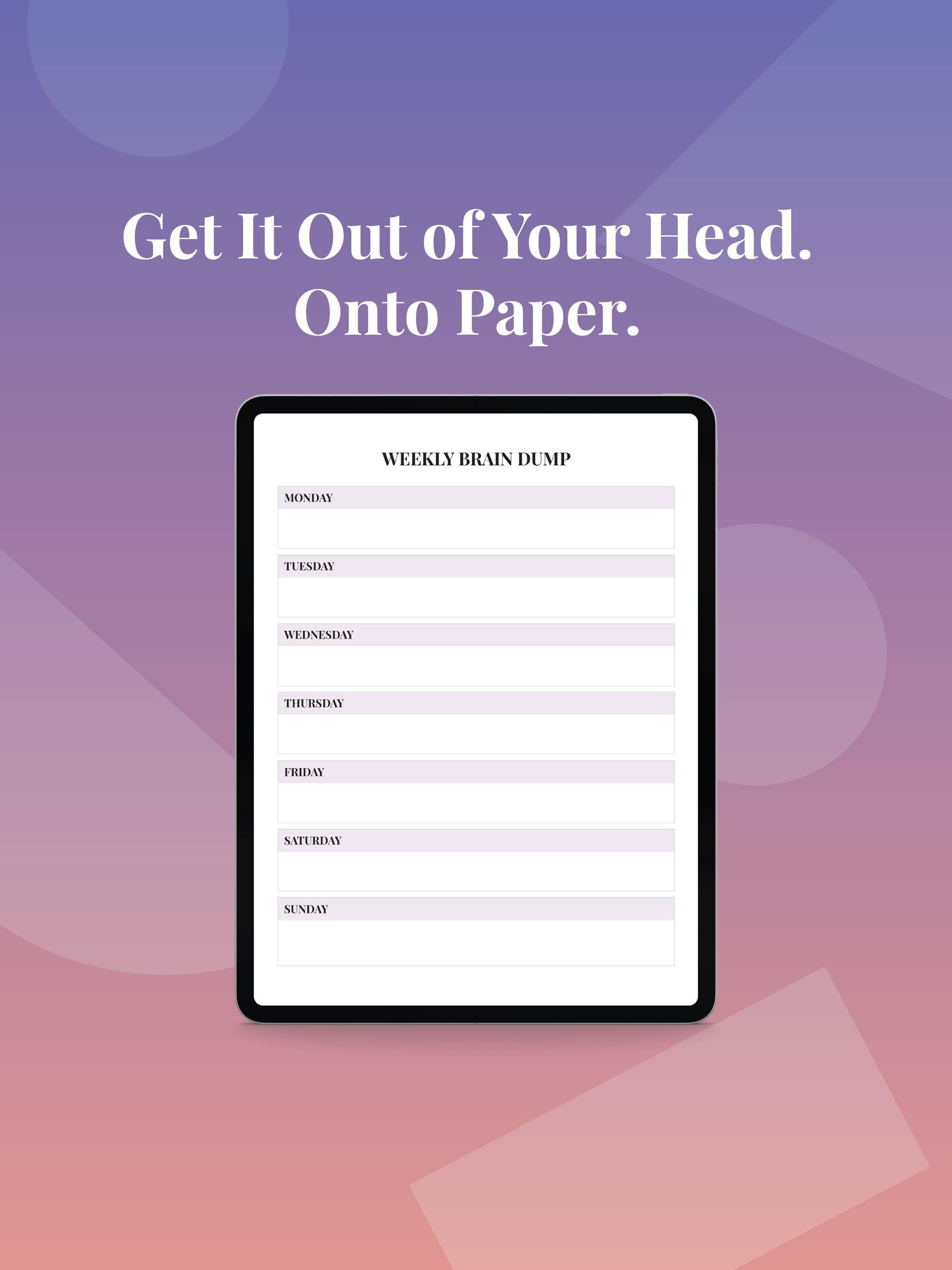 Weekly Brain Dump Printable | Digital Weekly Planner | Mind Reset ...