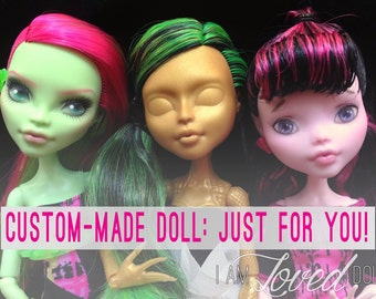 READ BEFORE PURCHASE Custom Made Doll Repaint Repainted  Monster High Ever After High Personalized Art Doll