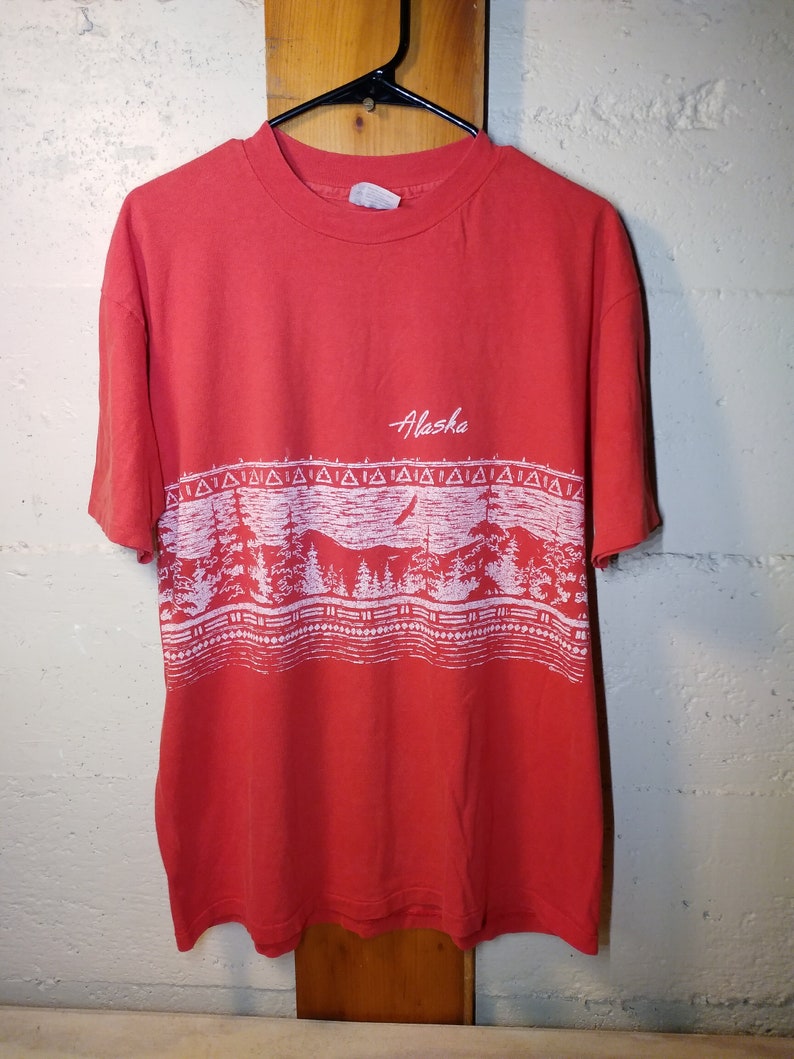 1988 Alaska T Shirt Vintage 80 S Tee Faded Red 2 Sided Etsy