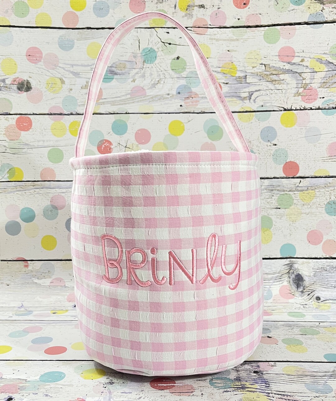 Personalized Gingham Easter Basket Pink OR Blue Etsy