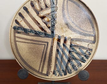 Lapid Israel Modernist Art Pottery Round Dish Tray