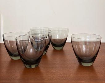 Vintage Holmegaard Copenhagen Smoke Grey Old Fashioned Cocktail Glasses Per Lütken Danish Mid Century Modern Barware Set 6