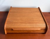 Vintage Large Teak Tambour Storage Box