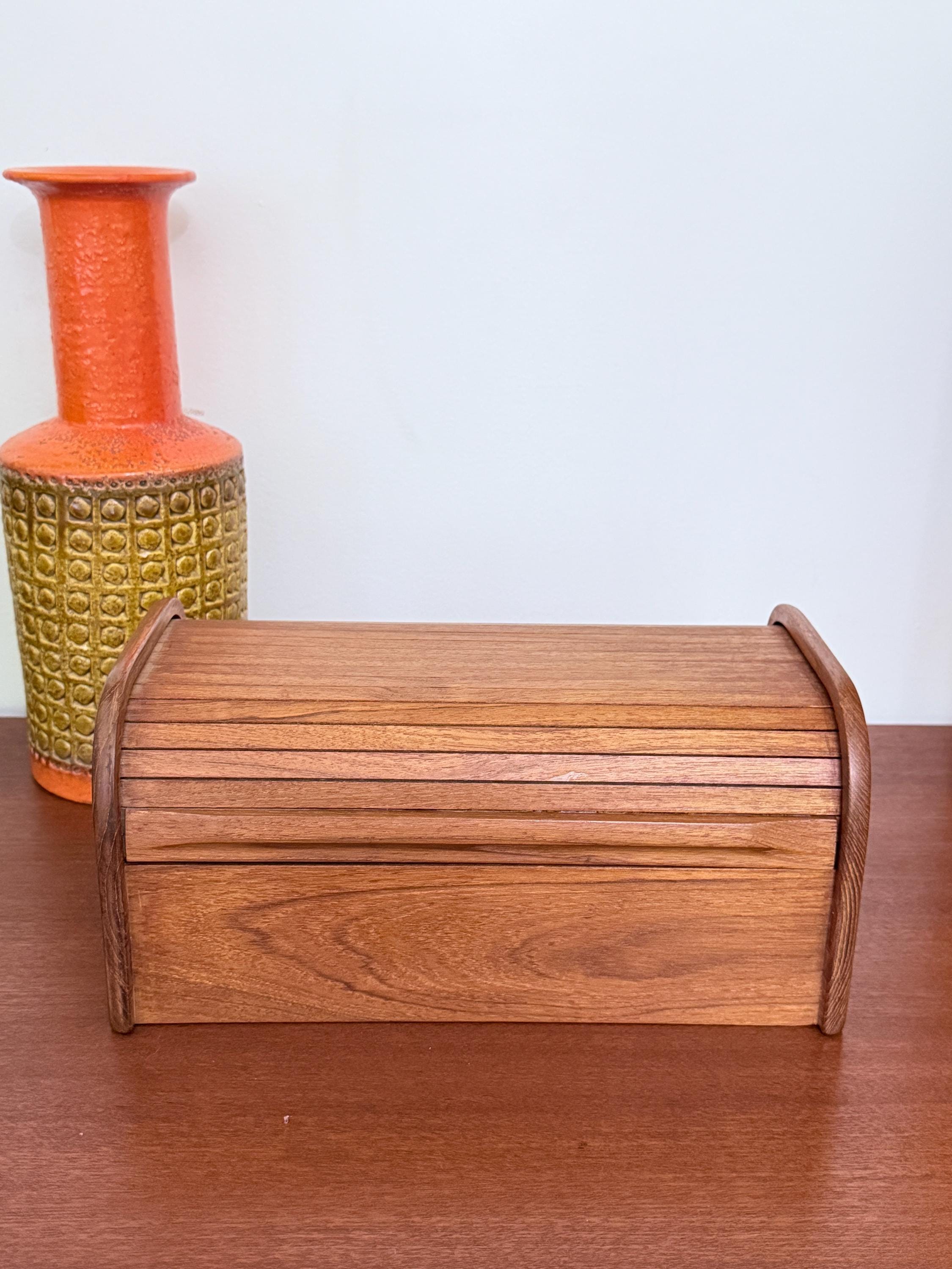 Vintage Kalmar Teak Tambour Storage Box