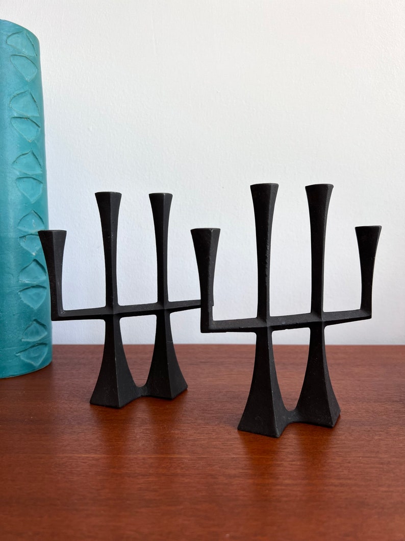 Dansk Cast Iron Candle Candelabra Holder Set Etsy